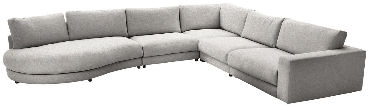 ECKSOFA in Flachgewebe Hellgrau  - Hellgrau/Schwarz, Design, Kunststoff/Textil (425/365cm) - Lomoco