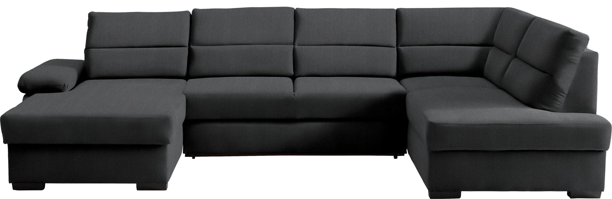 WOHNLANDSCHAFT  in Webstoff Schwarz  - Dunkelbraun/Schwarz, KONVENTIONELL, Kunststoff/Textil (166/319/183cm) - Cantus