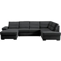 WOHNLANDSCHAFT  in Webstoff Schwarz  - Dunkelbraun/Schwarz, KONVENTIONELL, Kunststoff/Textil (166/319/183cm) - Cantus