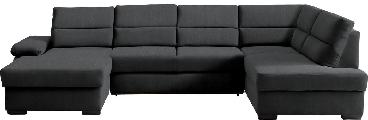 WOHNLANDSCHAFT  in Webstoff Schwarz  - Dunkelbraun/Schwarz, KONVENTIONELL, Kunststoff/Textil (166/319/183cm) - Cantus