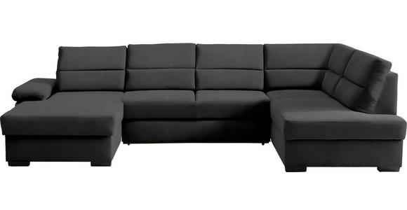 WOHNLANDSCHAFT  in Webstoff Schwarz  - Dunkelbraun/Schwarz, KONVENTIONELL, Kunststoff/Textil (166/319/183cm) - Cantus