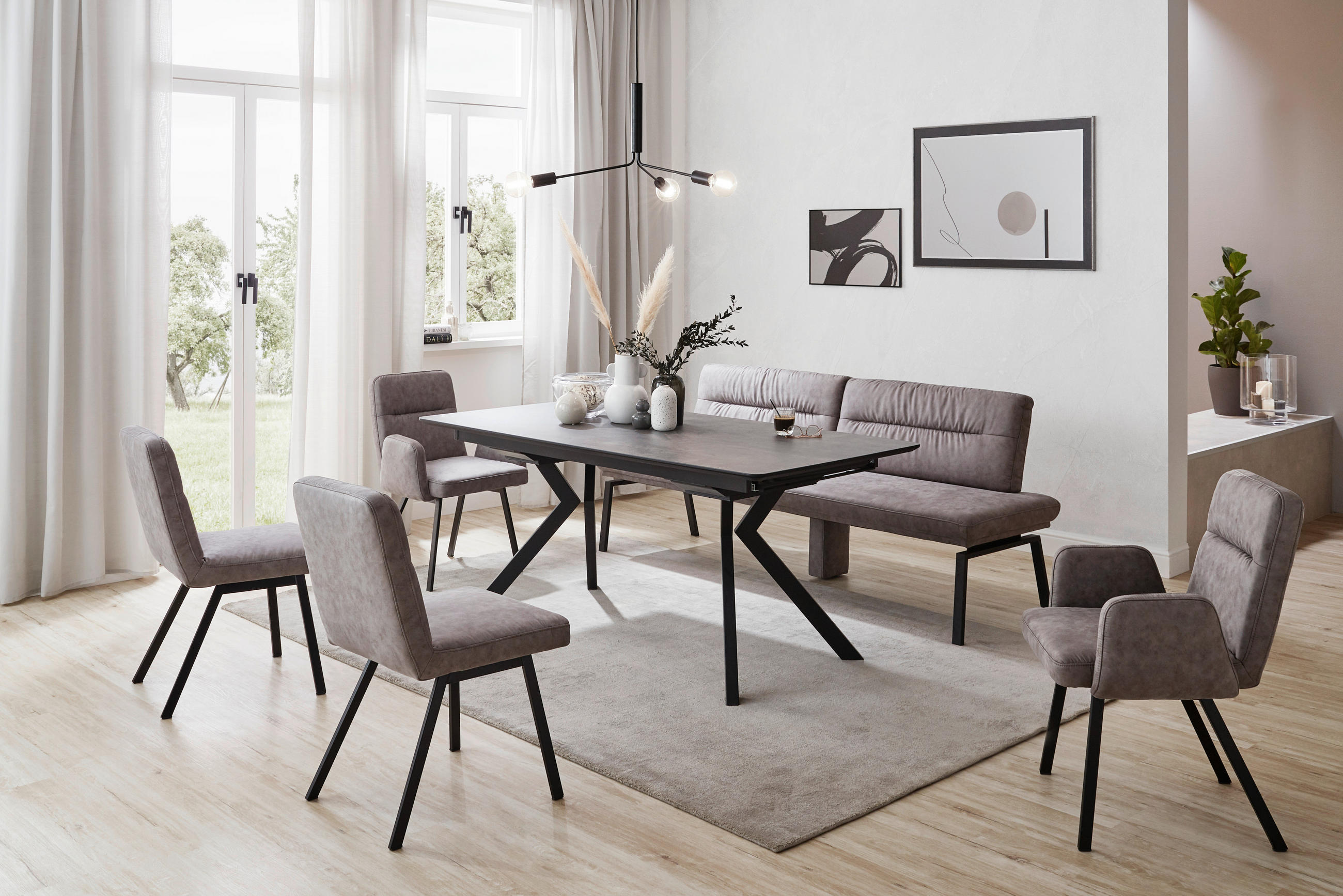 ESSTISCH rechteckig Schwarz, Dunkelgrau  - Dunkelgrau/Schwarz, Design, Kunststoff/Metall (180/90/76cm) - Dieter Knoll