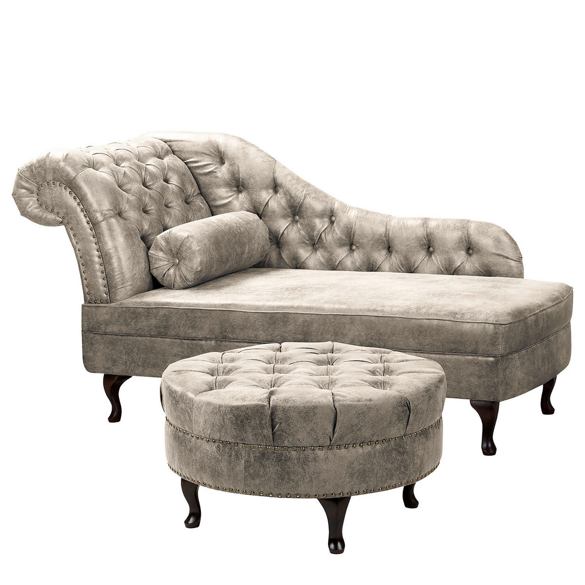 HOCKER Textil Hellgrau  - Hellgrau/Braun, Design, Holz/Textil (80/45/80cm) - Livetastic