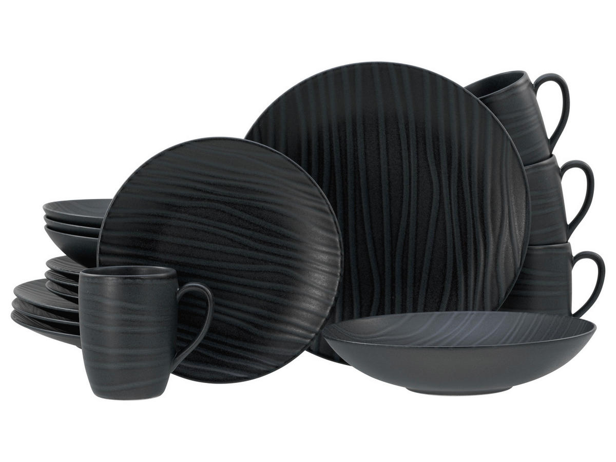KOMPLETT SERVIS WAVES 16 delar  - antracit, Basics, keramik - Creatable