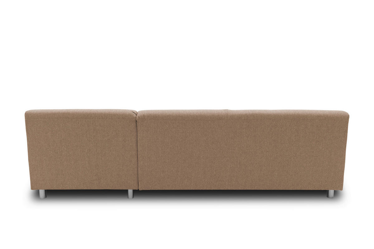 ECKSOFA Beige Webstoff  - Chromfarben/Beige, KONVENTIONELL, Textil/Metall (251/150cm) - MID.YOU