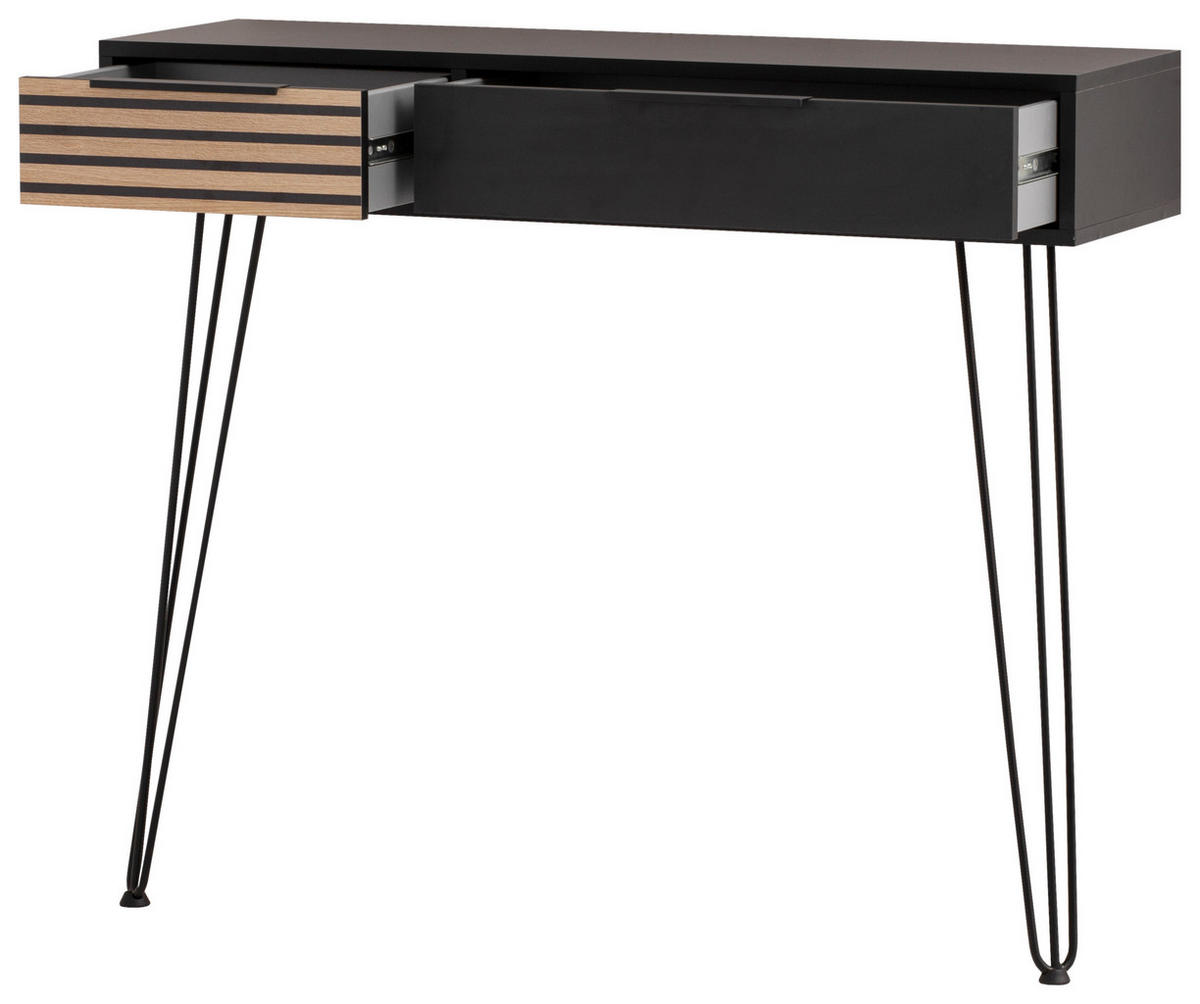 KONSOLENTISCH Schwarz, Eichefarben  - Eichefarben/Schwarz, Design, Holzwerkstoff/Metall (103,7/87,85/32,05cm) - MID.YOU