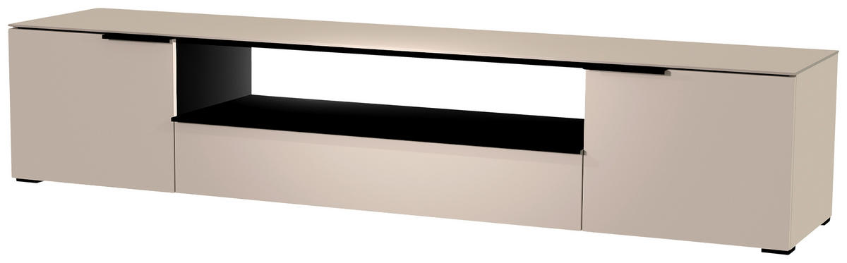 LOWBOARD Schwarz, Sandfarben  210/43/45 cm  - Sandfarben/Schwarz, Design, Glas/Holzwerkstoff (210/43/45cm) - Moderano