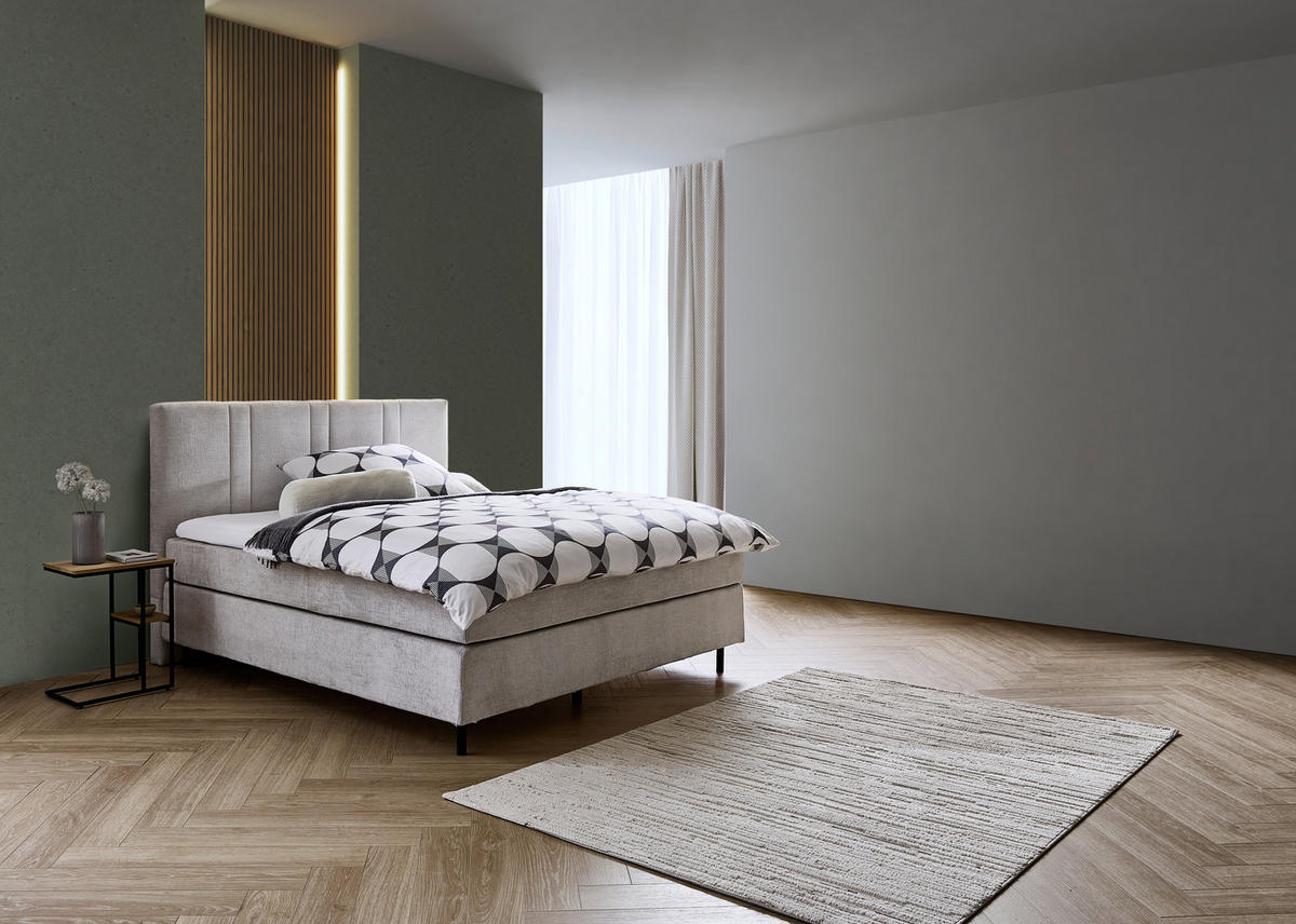 BOXSPRINGBETT 180/200 cm  in Perlmutt  - Perlmutt/Schwarz, Design, Holz/Textil (180/200cm) - Welnova