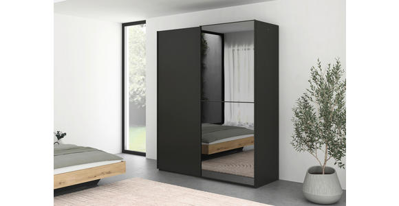 SCHWEBETÜRENSCHRANK 181/223/68 cm 2-türig Graphitfarben  - Graphitfarben, KONVENTIONELL, Glas/Holzwerkstoff (181/223/68cm) - Novel