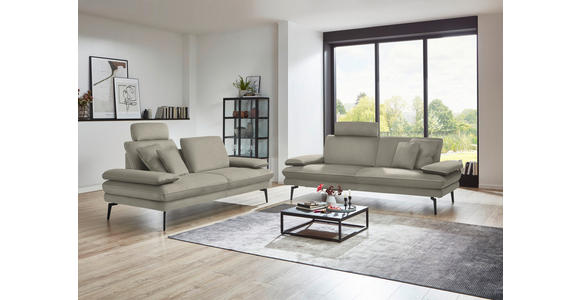 3-SITZER-SOFA in Velours Platinfarben  - Platinfarben/Beige, Design, Textil/Metall (222/89/104cm) - Dieter Knoll