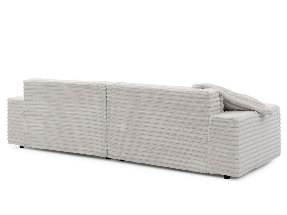 ECKSOFA Cord Hellgrau  - Hellgrau/Schwarz, Design, Kunststoff/Textil (251/142cm) - P & B