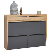 HÄNGESCHUHSCHRANK furniert, massiv Grau, Eichefarben  - Eichefarben/Anthrazit, Design, Holzwerkstoff/Metall (121/95/31cm) - Dieter Knoll
