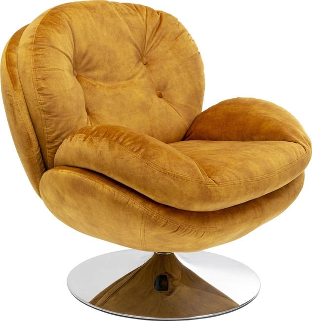 SESSEL in Samt Senfgelb  - Silberfarben/Senfgelb, Design, Textil/Metall (81/84/83cm) - Kare-Design