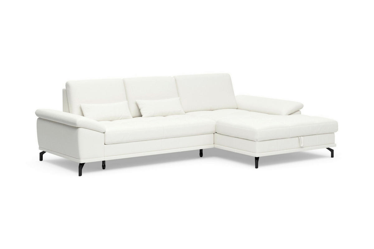 ROHOVÁ SEDAČKA, kůže, bílá - bílá/černá, Basics, kov/kůže (301/176cm) - Sit & More