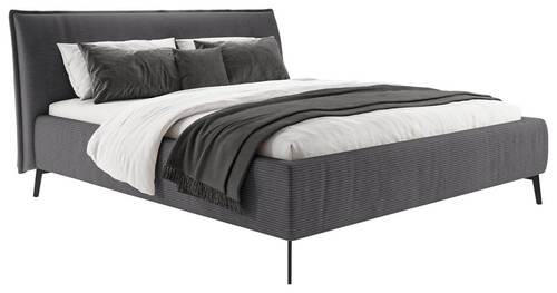 POLSTERBETT gepolstertes Kopfteil 180/200 cm  in Dunkelgrau  - Dunkelgrau/Schwarz, Design, Textil/Metall (180/200cm) - Lomoco