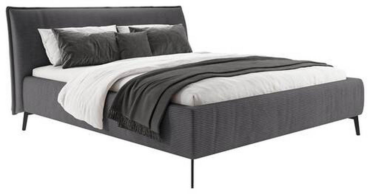 POLSTERBETT gepolstertes Kopfteil 180/200 cm  in Dunkelgrau  - Dunkelgrau/Schwarz, Design, Textil/Metall (180/200cm) - Lomoco