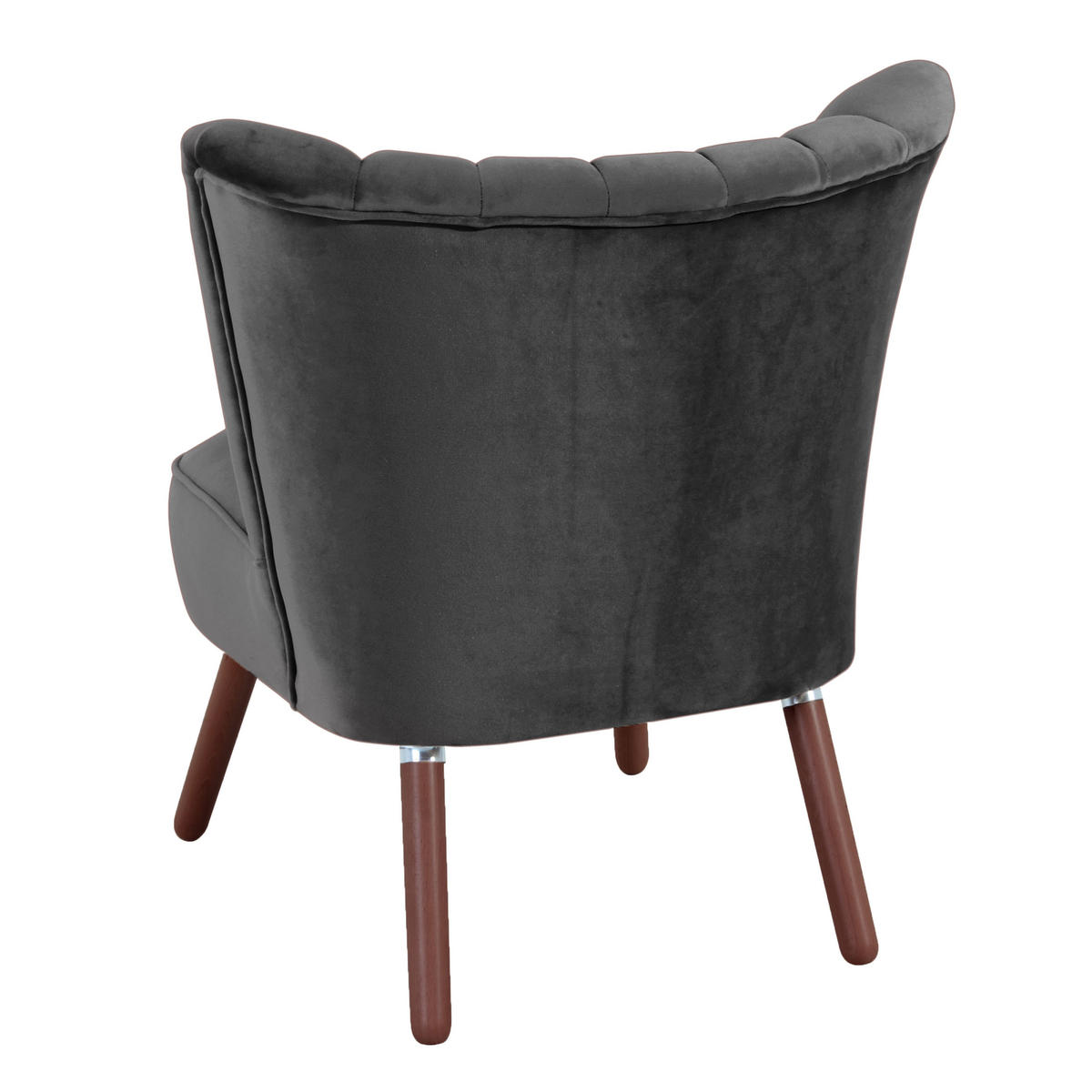SESSEL in Samt, Velours Anthrazit  - Anthrazit/Nussbaumfarben, Design, Holz/Textil (70/80/66cm) - Max Winzer