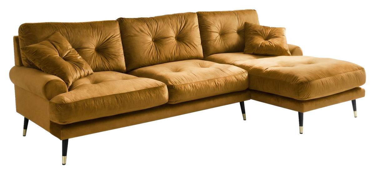ECKSOFA Eckteil  TOKIO-2S.REC Senfgelb Samt  - Senfgelb, MODERN, Holz/Textil (275/157cm) - MID.YOU