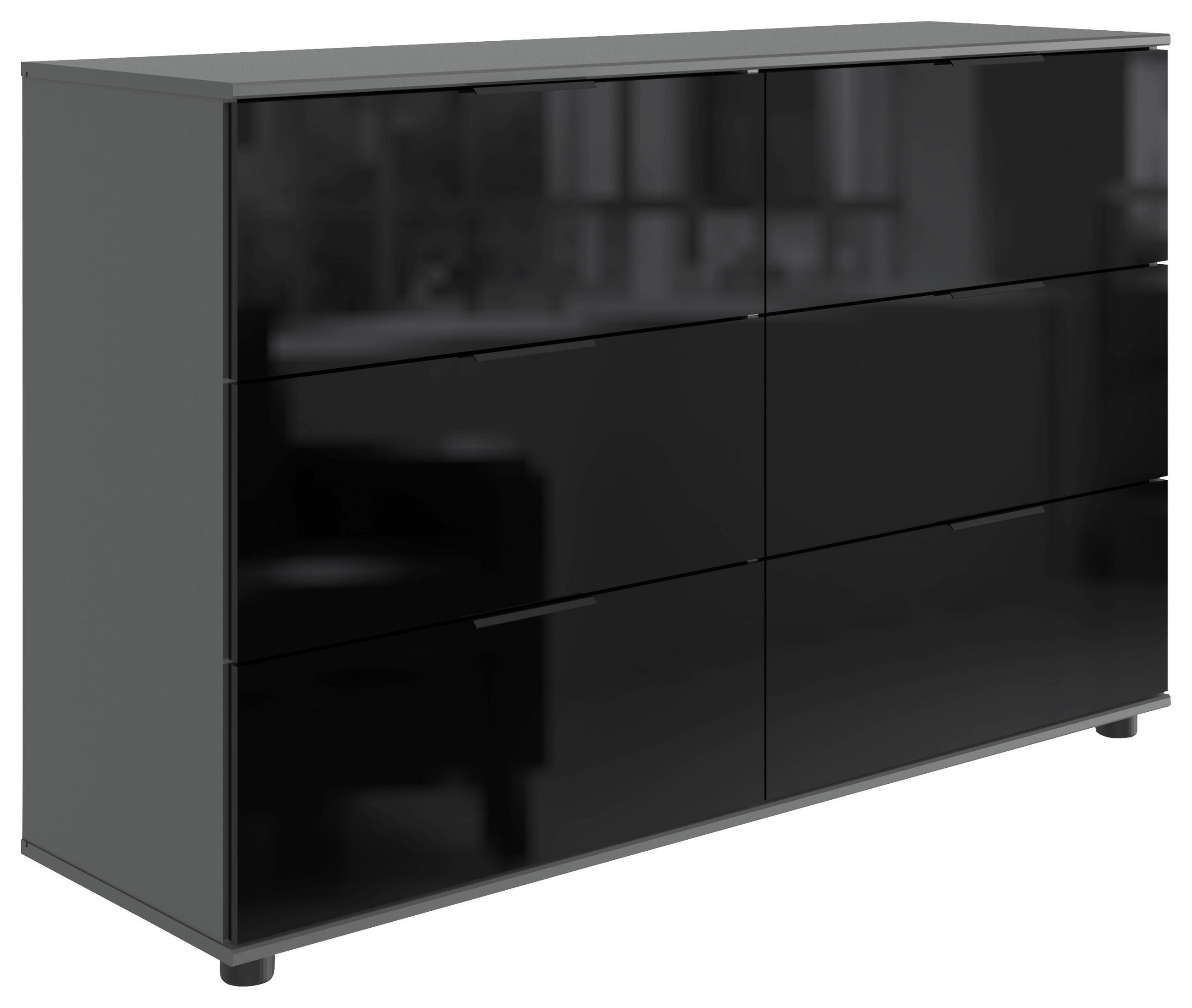SIDEBOARD  130/83/41 cm 6 Schublade(n)  - Schwarz/Graphitfarben, Basics, Glas/Holzwerkstoff (130/83/41cm) - Livetastic