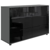 SIDEBOARD  130/83/41 cm 6 Schublade(n)  - Schwarz/Graphitfarben, Basics, Glas/Holzwerkstoff (130/83/41cm) - Livetastic