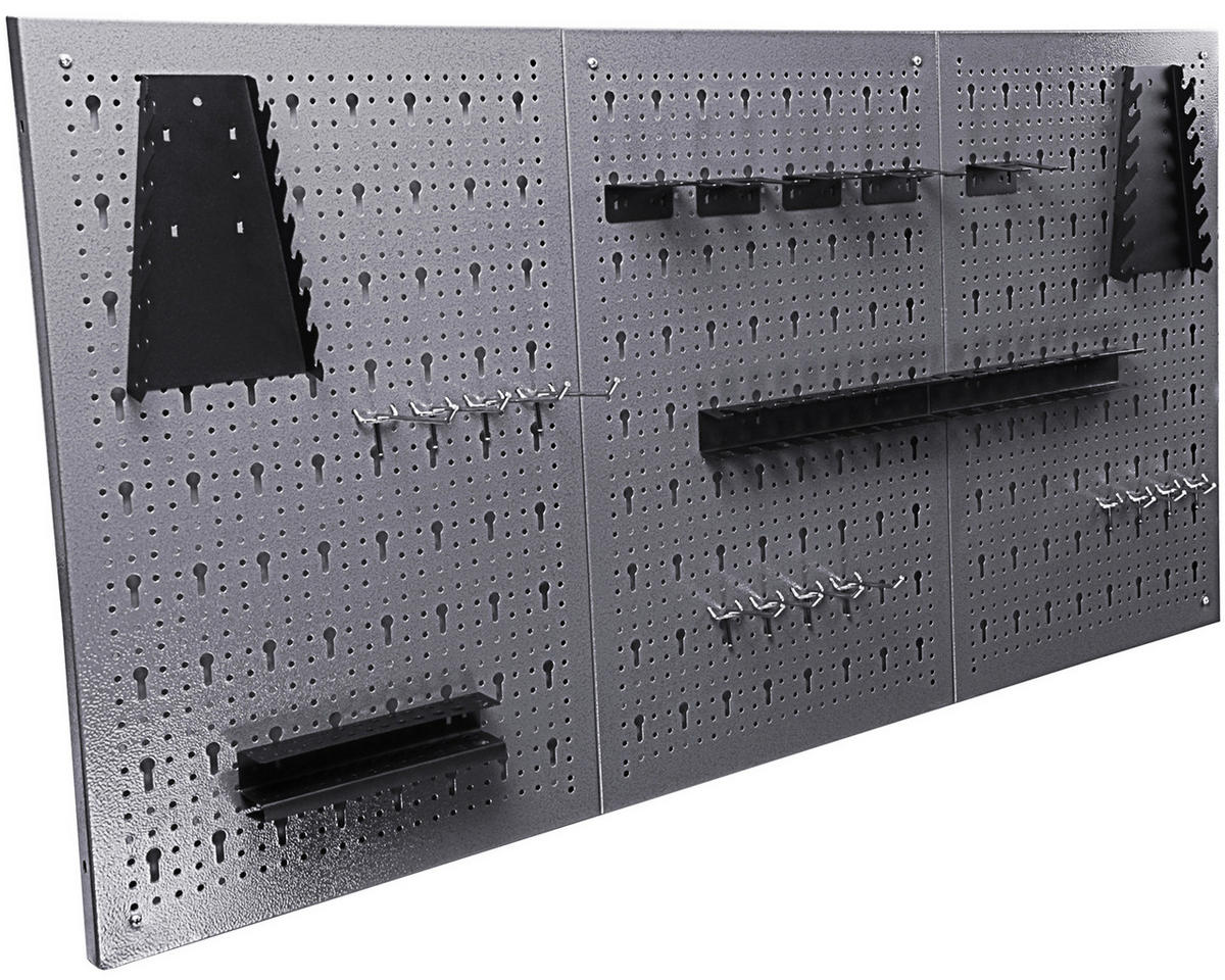 WERKBANKSET 160/205/60 cm  - Anthrazit/Grau, Basics, Holz/Metall (160/205/60cm)