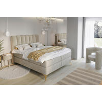 BOXBETT 120/200 cm  Beige  - Beige/Goldfarben, Basics, Kunststoff/Textil (120/200cm) - Livetastic