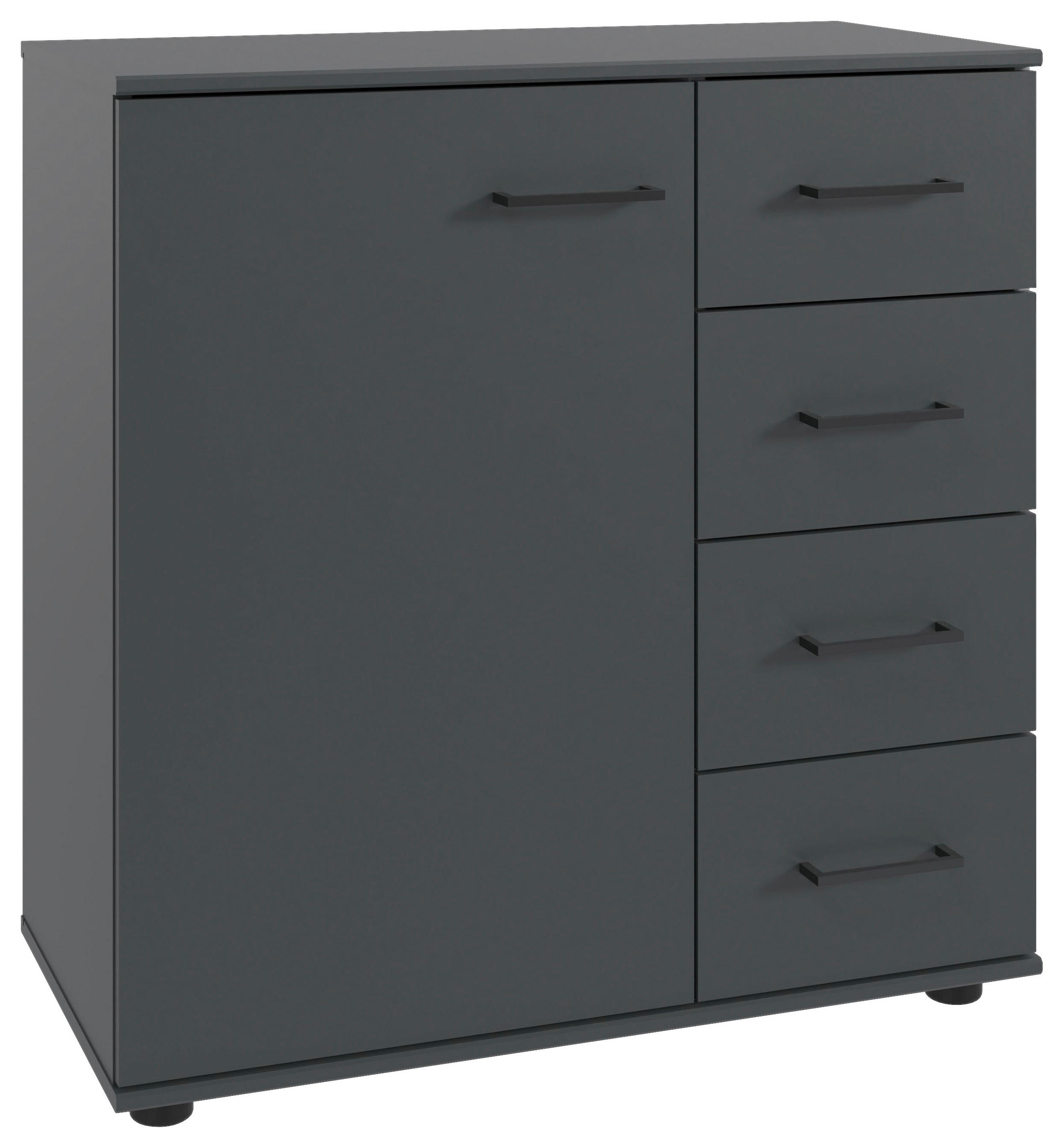 KOMMODE , 81/83/41 cm, 4 Schublade(n)  - Schwarz/Graphitfarben, Konventionell, Holzwerkstoff/Kunststoff (81/83/41cm) - Carryhome