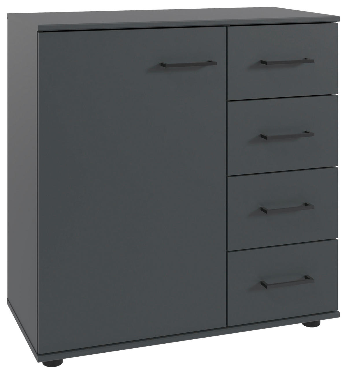 KOMMODE , 81/83/41 cm, 4 Schublade(n)  - Schwarz/Graphitfarben, Konventionell, Holzwerkstoff/Kunststoff (81/83/41cm) - Carryhome
