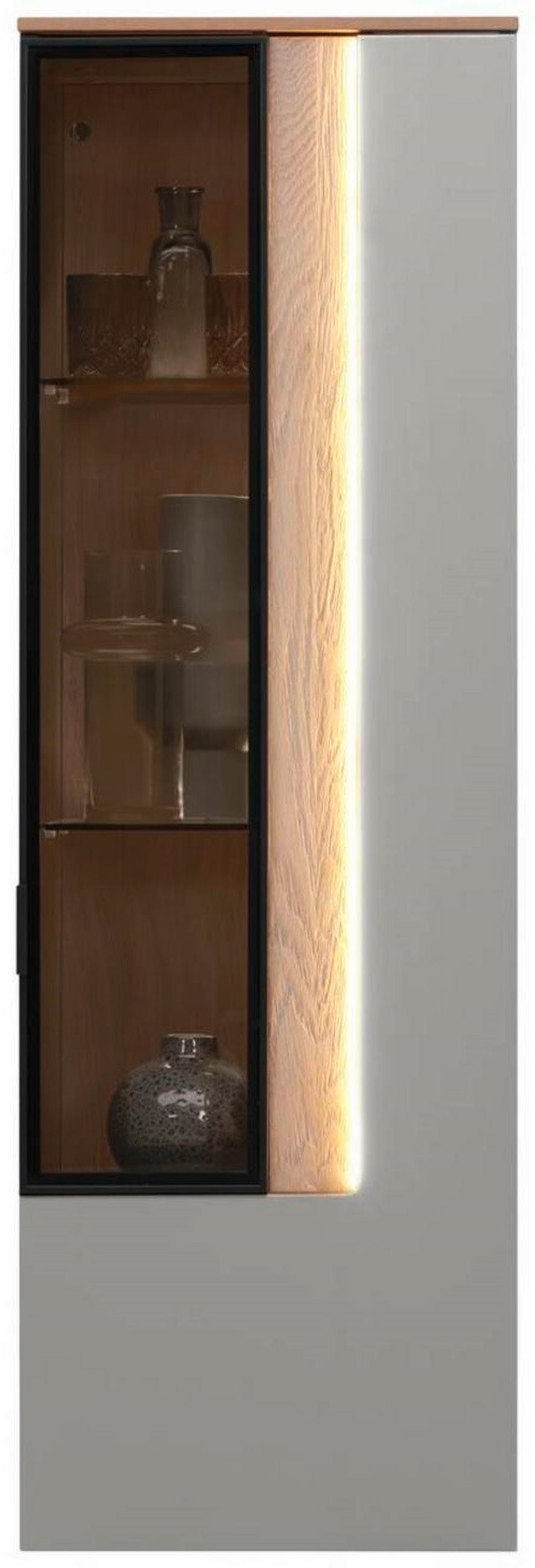 HÄNGEVITRINE CREMONA in furniert Eichefarben, Hellgrau  - Eichefarben/Hellgrau, Design, Glas/Holzwerkstoff (45,6/139,4/36cm) - Dieter Knoll