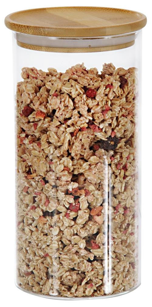 POSUDA ZA ODLAGANJE 1,2 l - prirodne boje/prozirno, Basics, staklo/drvo (10/10/20cm) - Kesper