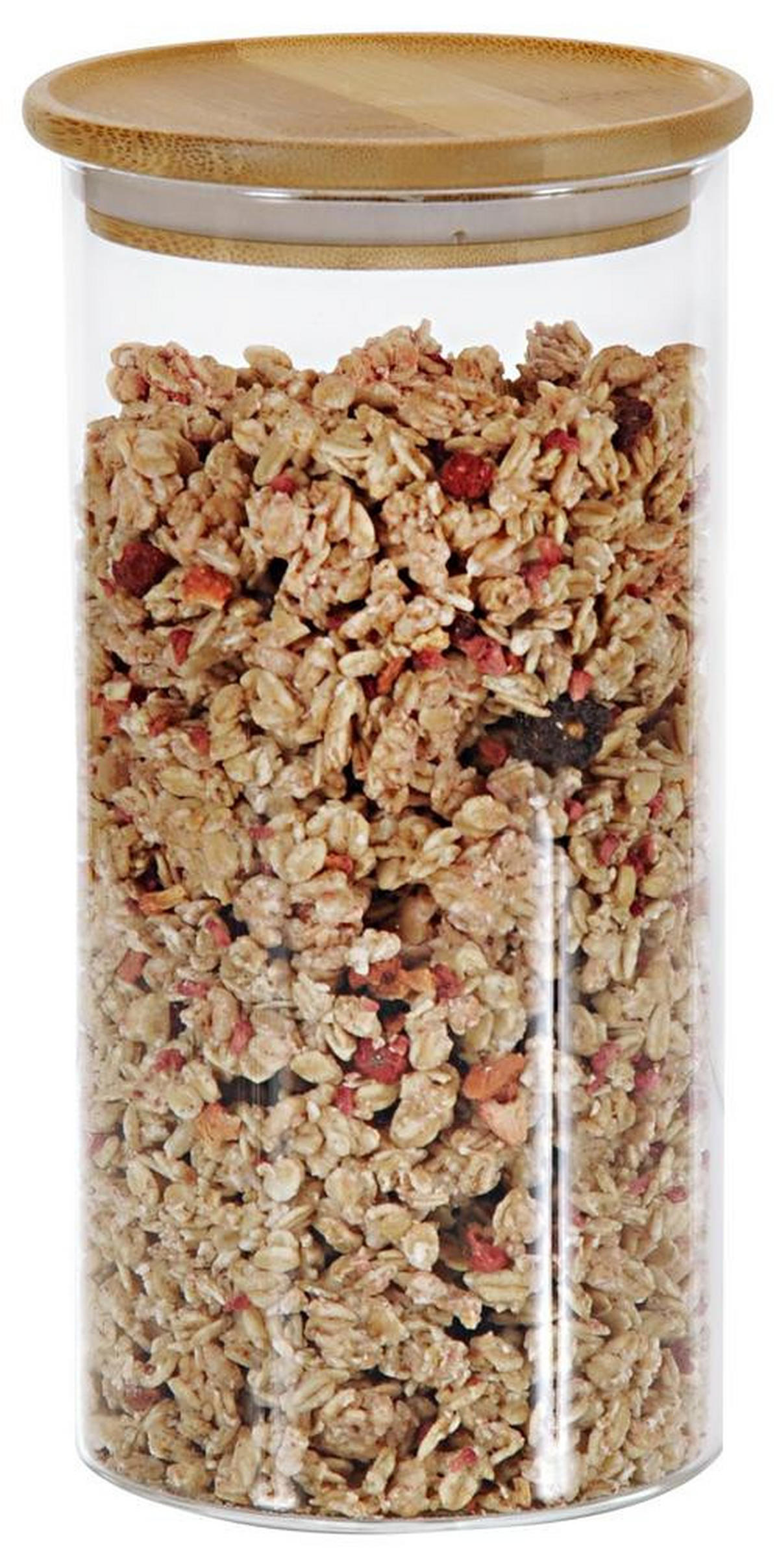KUTIJA ZA ČUVANJE HRANE  1,2 l    - prozirna/prirodna boja, Osnovno, staklo/drvo (10/10/20cm) - Kesper