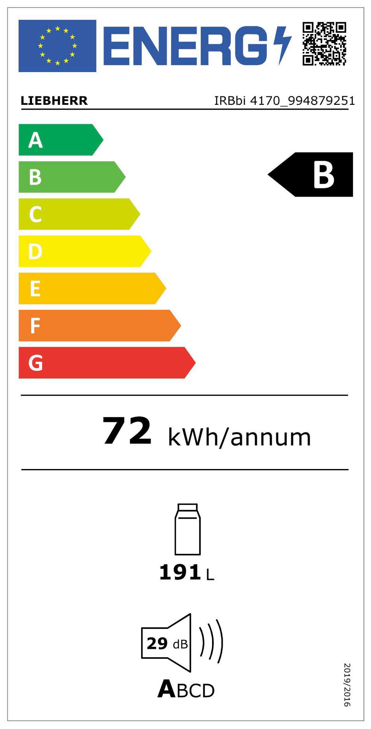 KÜHLSCHRANK 55,9/121,8/54,6 cm IRBBI4170  - Edelstahlfarben/Weiß, Basics, Kunststoff/Metall (55,9/121,8/54,6cm) - Liebherr