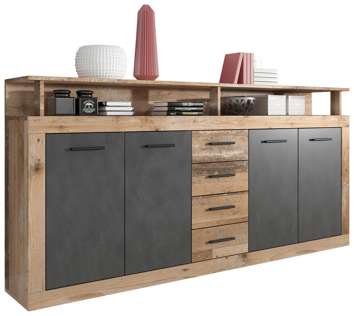 SIDEBOARD  in 190/96/32 cm  - Eichefarben/Anthrazit, Design, Holzwerkstoff/Kunststoff (190/96/32cm) - MID.YOU