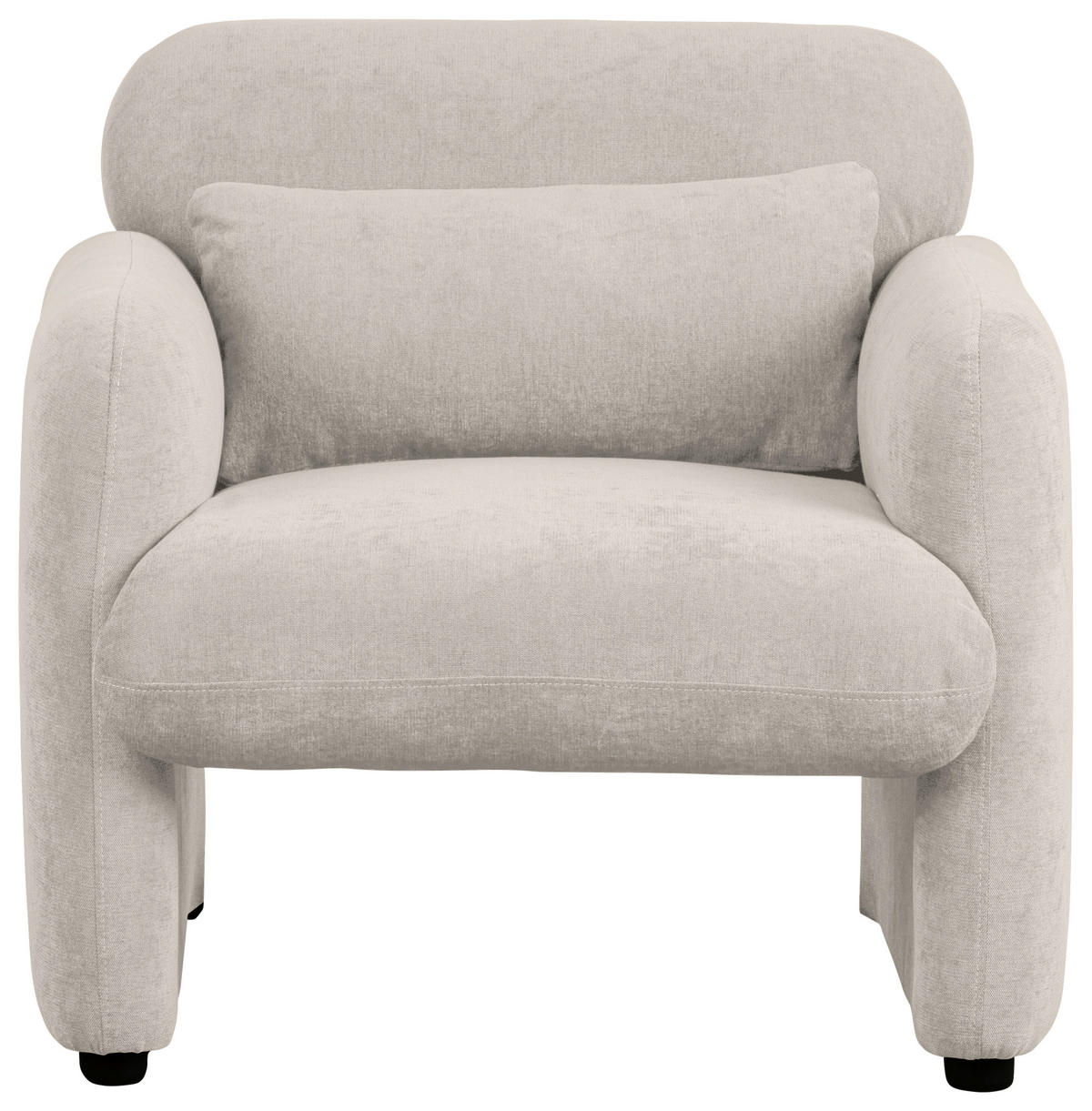 SESSEL in Samt Creme  - Creme/Schwarz, Design, Kunststoff/Textil (83/83/76cm) - MID.YOU