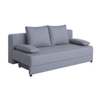 SCHLAFSOFA  mit Rücken echt Webstoff Hellgrau  - Hellgrau/Schwarz, Basics, Kunststoff/Textil (200/90/103cm) - P & B