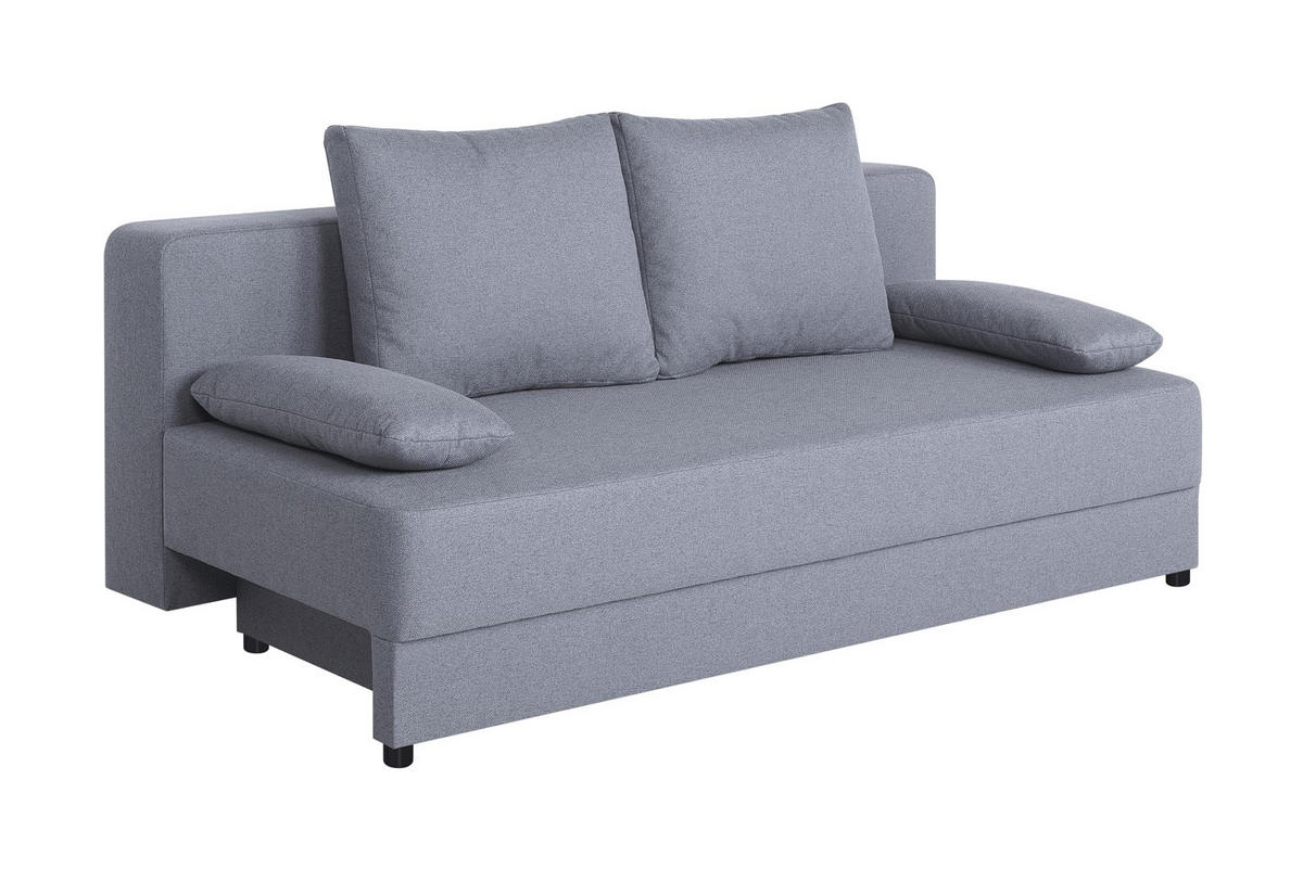 SCHLAFSOFA  mit Rücken echt Webstoff Hellgrau  - Hellgrau/Schwarz, Basics, Kunststoff/Textil (200/90/103cm) - P & B