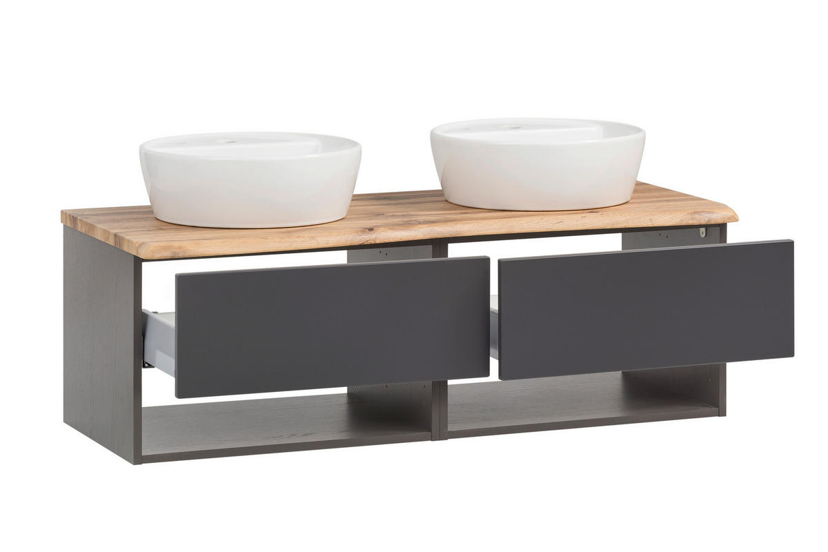 WASCHTISCHKOMBI 121 cm  - Graphitfarben/Weiß, Natur, Keramik/Holzwerkstoff (121cm) - Xora