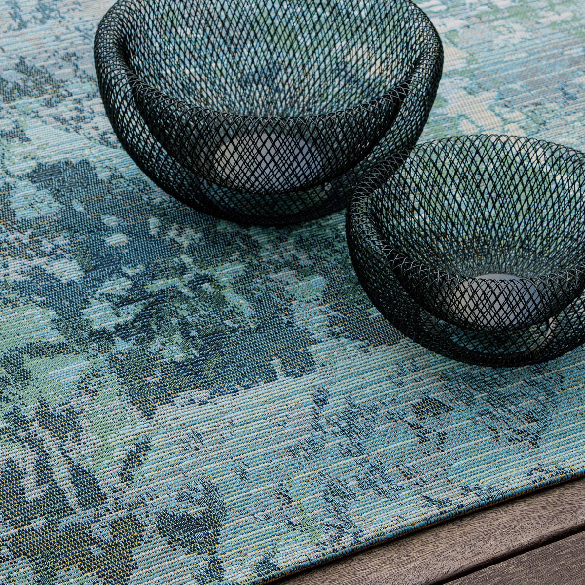 OUTDOORTEPPICH 120/170 cm My Gobelina Weiß, Hellblau  - Weiß/Hellblau, Design, Textil (120/170cm) - Obsession