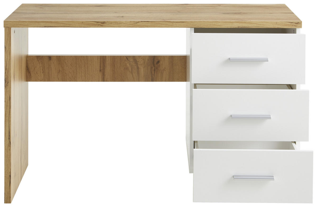 SCHREIBTISCH 120/50/75 cm  in Weiß, Eiche Wotan  - Eichefarben/Eiche Wotan, MODERN, Holzwerkstoff/Kunststoff (120/50/75cm) - Hom`in