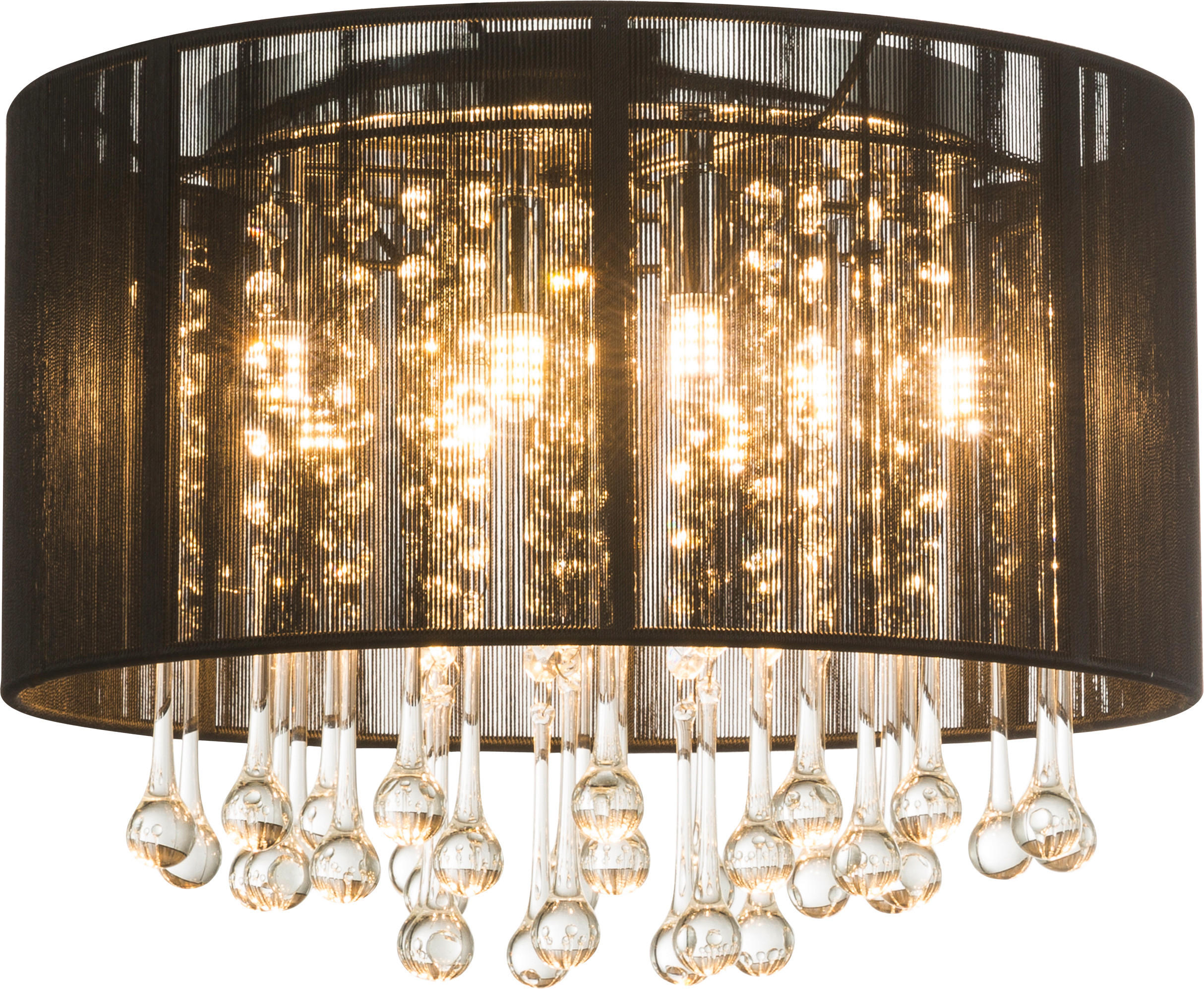 DECKENLEUCHTE 40/29 cm   - Schwarz, LIFESTYLE, Glas/Textil (40/29cm) - Globo