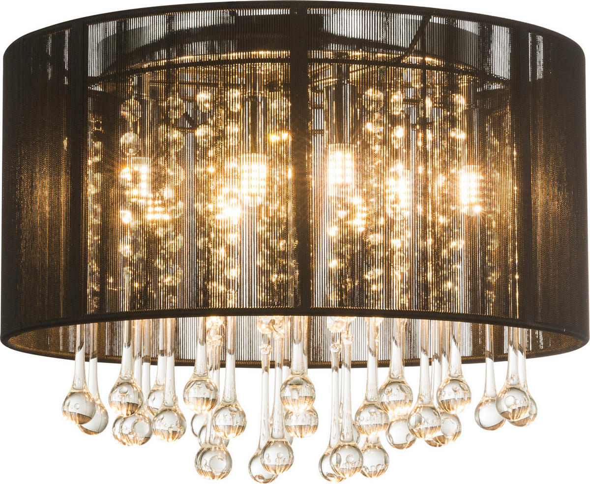 DECKENLEUCHTE 40/29 cm   - Schwarz, LIFESTYLE, Glas/Textil (40/29cm) - Globo
