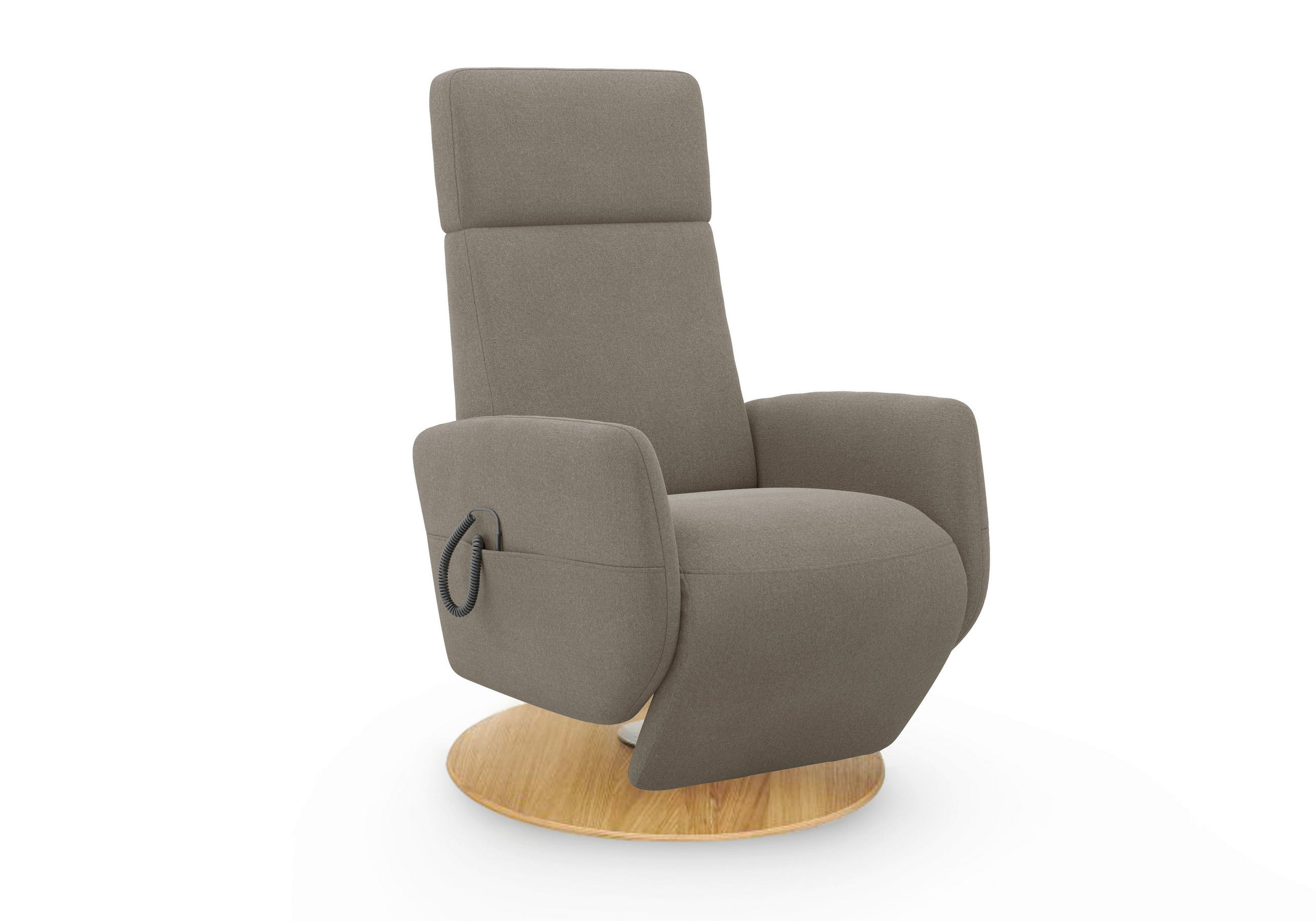 RELAXSESSEL Flachgewebe Aufstehhilfe    - Schlammfarben/Eichefarben, KONVENTIONELL, Holz/Textil (71/110/82cm) - Sit & More