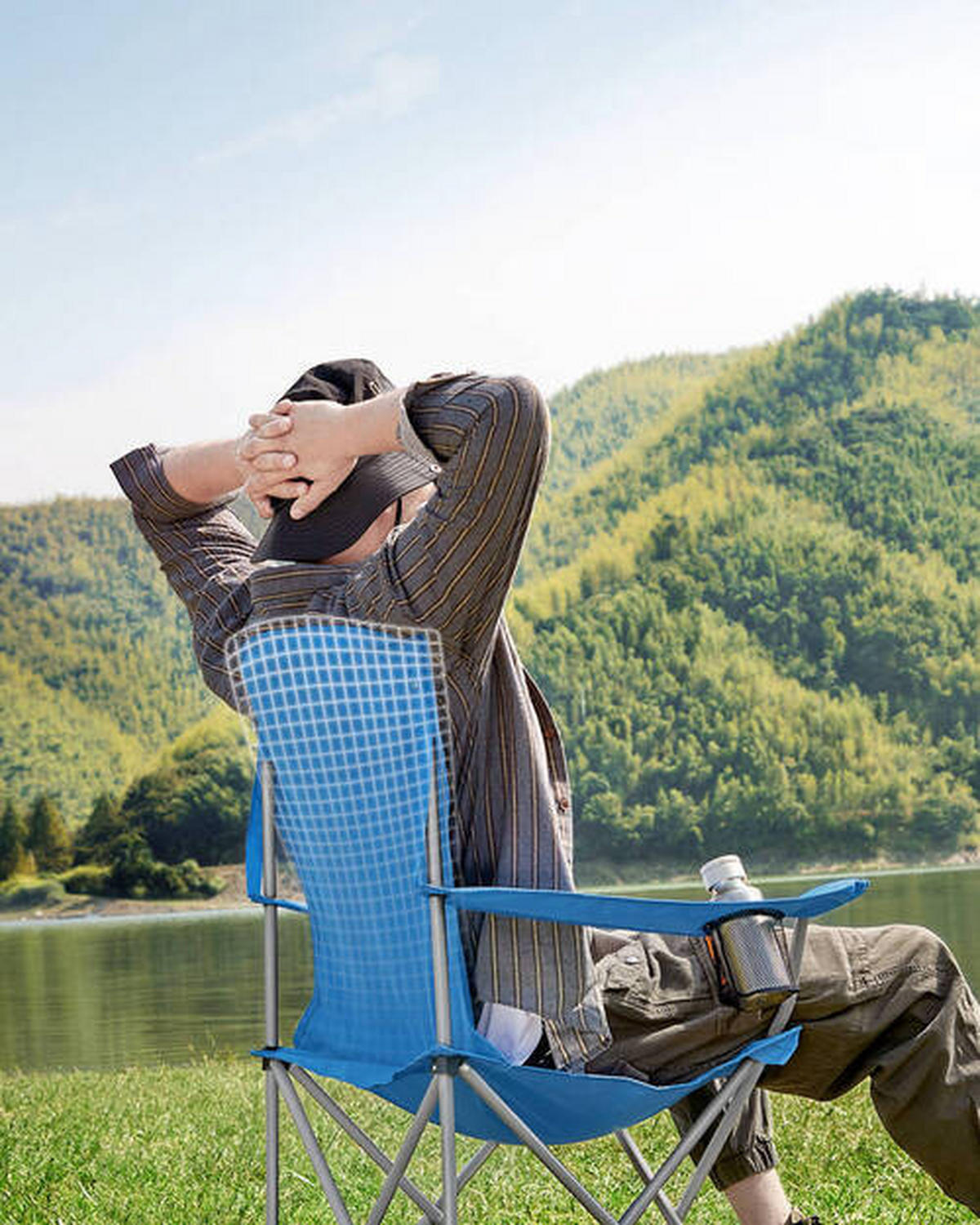 CAMPINGSESSEL-SET in  - Blau/Silberfarben, Basics, Textil/Metall (86/97/54cm) - Modante