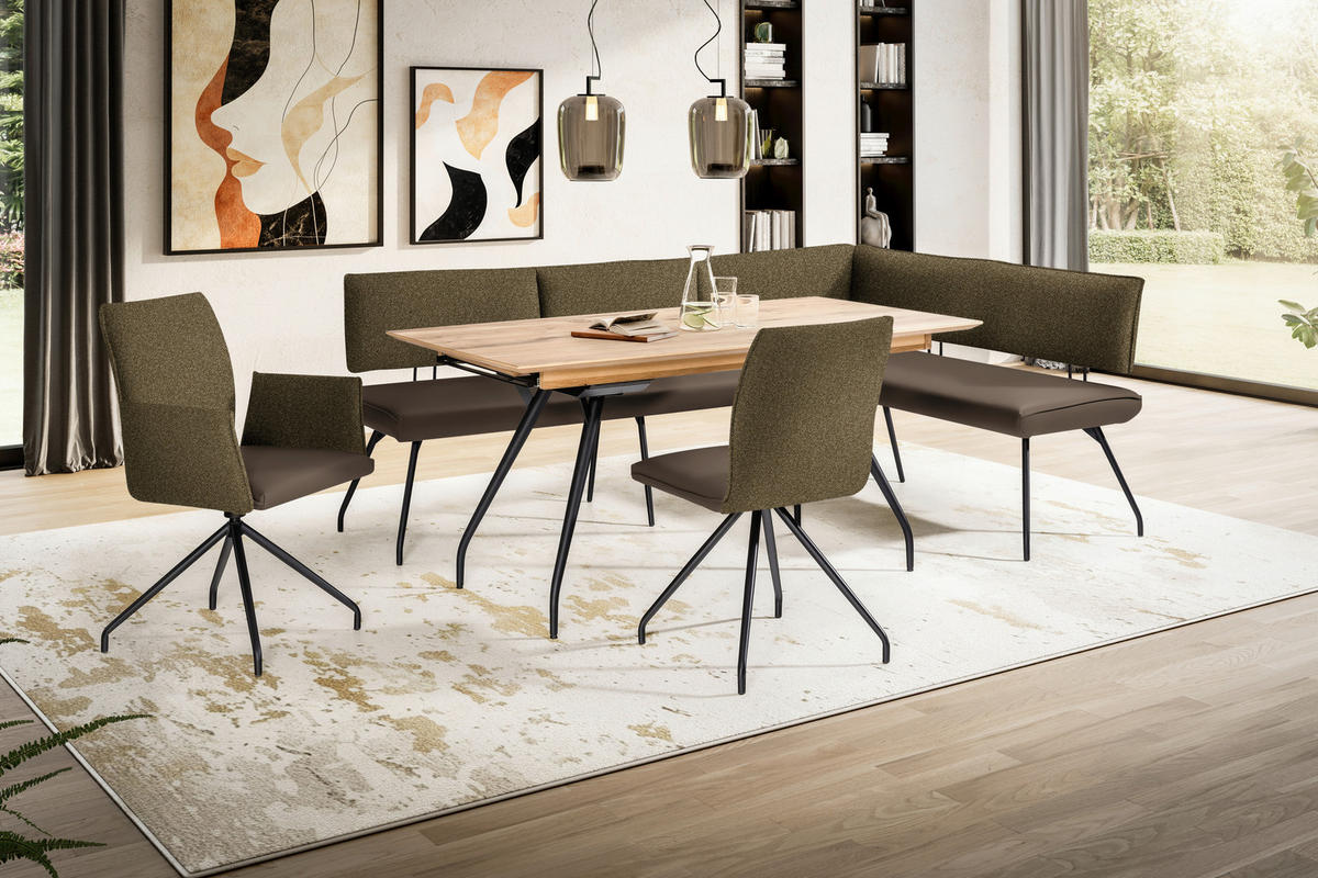 STUHL  in Stahl Webstoff, Mikrofaser Metall, Textil  - Schwarz/Braun, Design, Textil/Metall (49/91/60cm) - Moderano