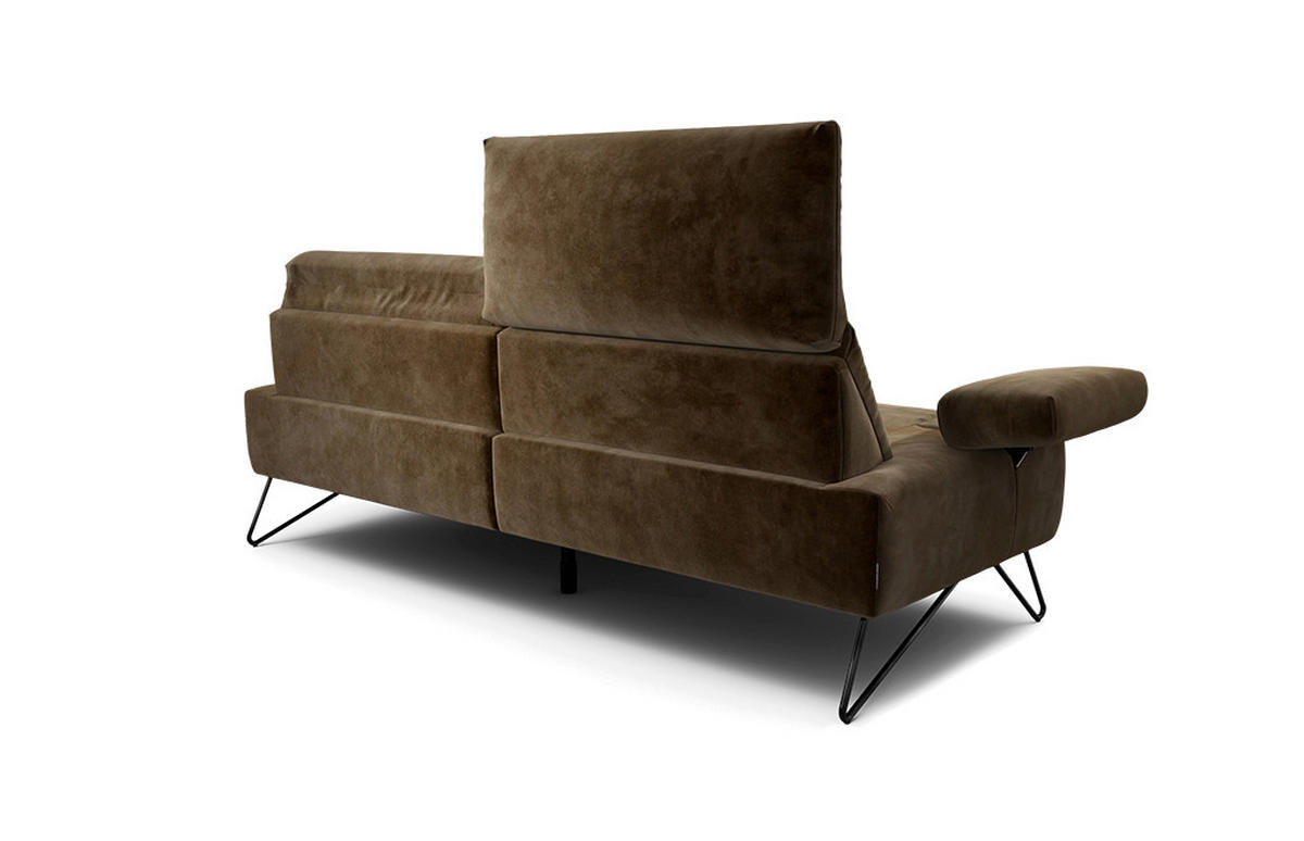2,5-SITZER Samt Braun  - Schwarz/Braun, Design, Textil/Metall (204-234/85/86-94cm) - SENSOO