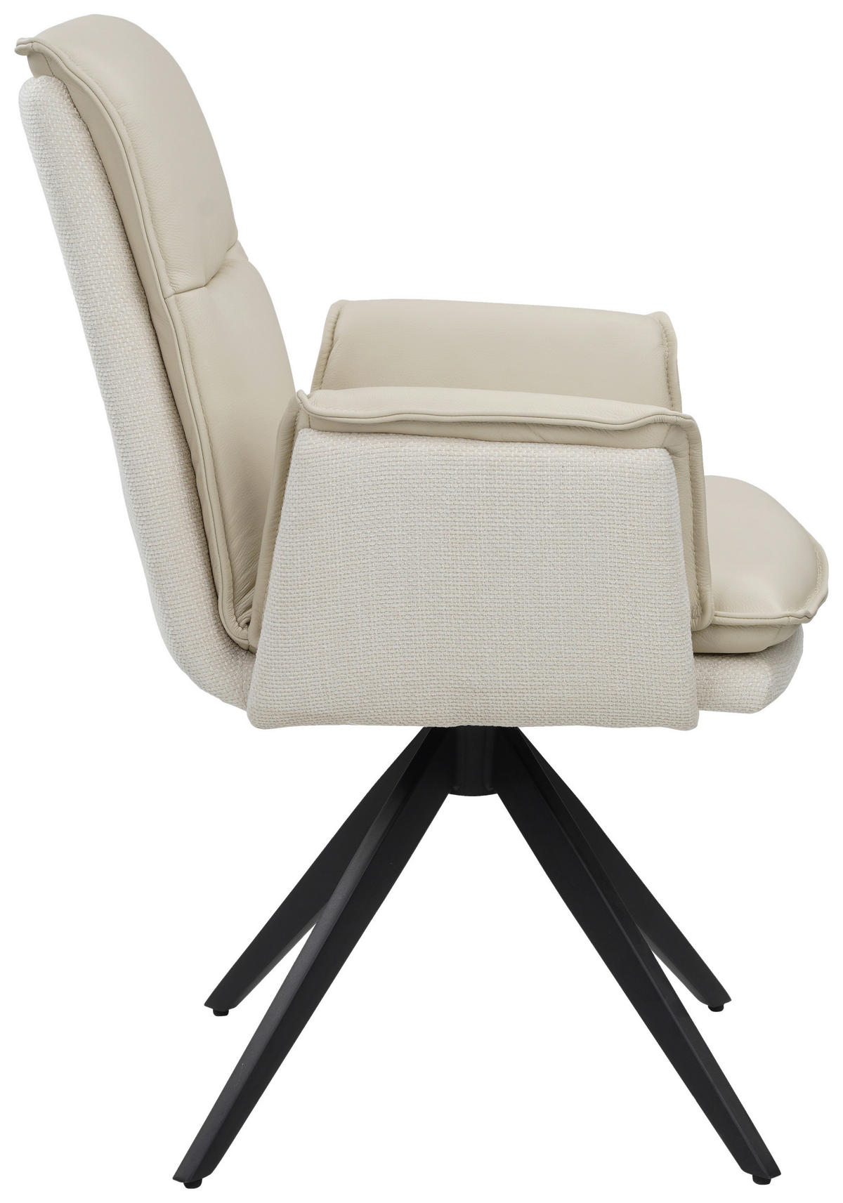 ARMLEHNSTUHL  in Struktur Echtleder pigmentiert  - Beige/Schwarz, Design, Leder/Textil (63/89/65cm) - Novel