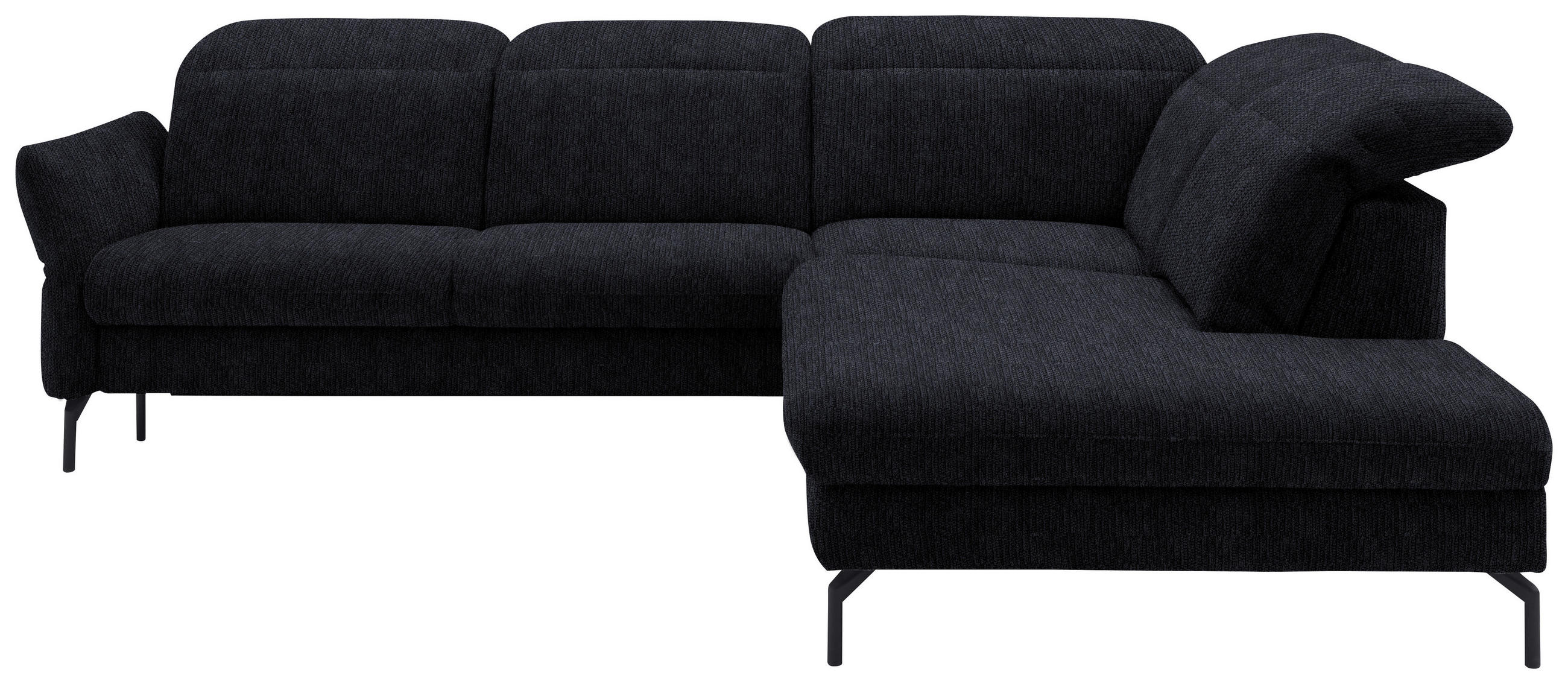 ECKSOFA in Flachgewebe Graphitfarben  299-313/233 cm  - Schwarz/Graphitfarben, Design, Textil/Metall (299-313/233cm) - Dieter Knoll