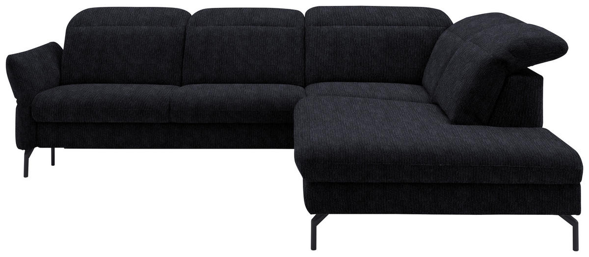 ECKSOFA in Flachgewebe Graphitfarben  299-313/233 cm  - Schwarz/Graphitfarben, Design, Textil/Metall (299-313/233cm) - Dieter Knoll