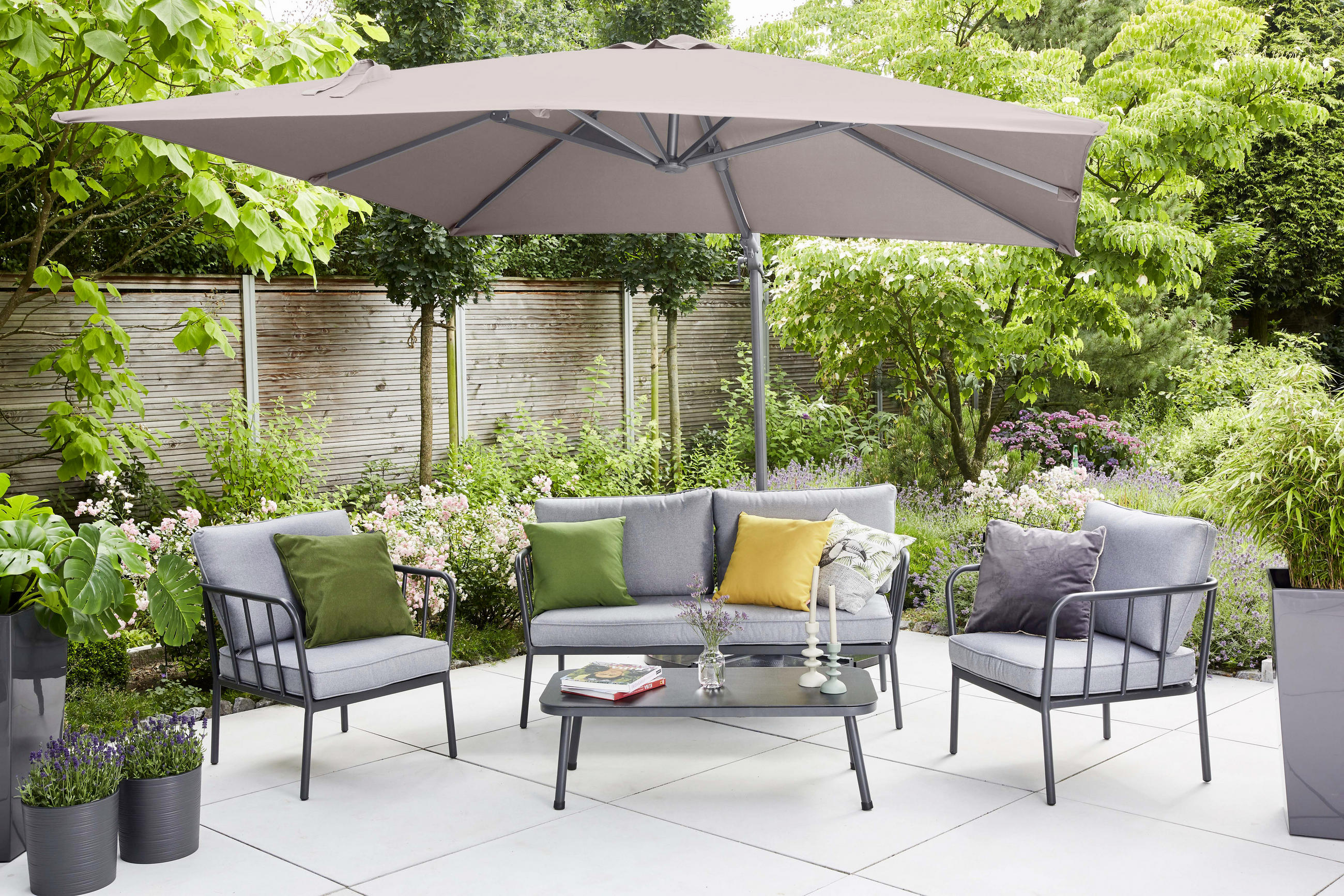 AMPELSCHIRM 300 cm - Taupe/Anthrazit, KONVENTIONELL, Textil/Metall (300/300cm) - Siena Garden