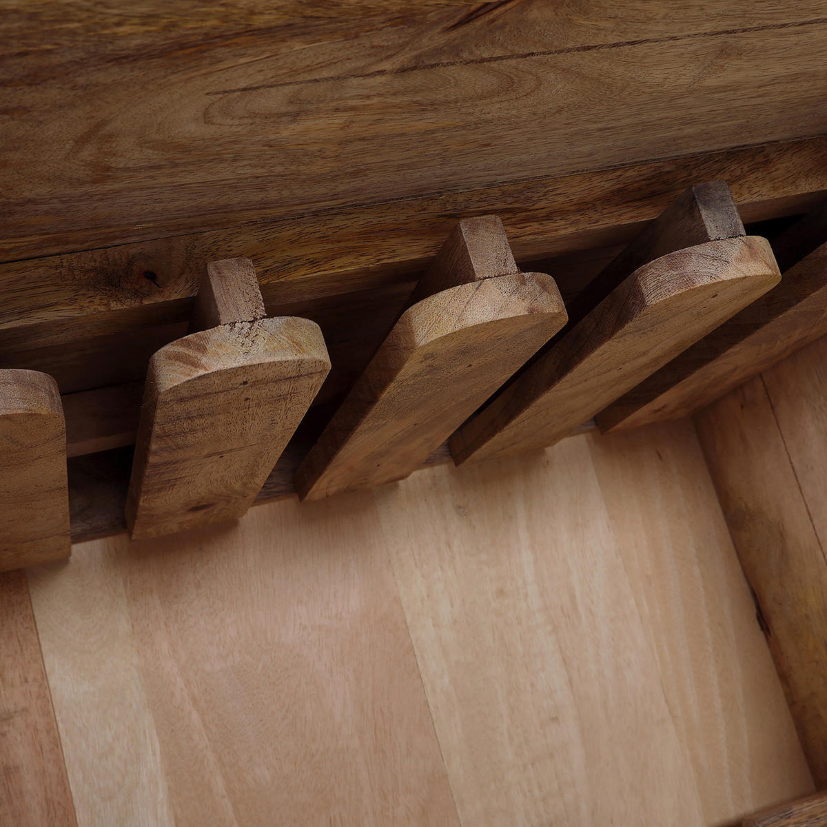 BAR Mangoholz massiv Naturfarben  - Schwarz/Naturfarben, Design, Holz/Metall (100-150/122/55cm) - Landscape